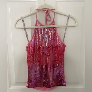 Pink sequin sparkling going out top
